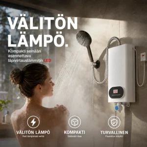 🎉 Vuoden 2026 tarjous – Yli 15 000 myyty! 💧 Kompakti seinään asennettava läpivirtauslämmitin LED-lämpötilanäytöllä ja monella turvaominaisuudella ✨