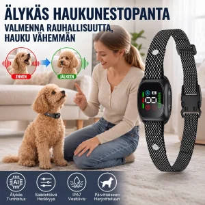 Älykäs anturi­kaulus koiran haukkumisen estämiseen